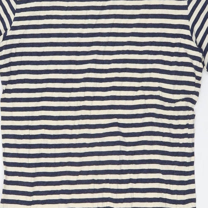 H&M Womens Blue Striped Cotton A-Line Size M Crew Neck