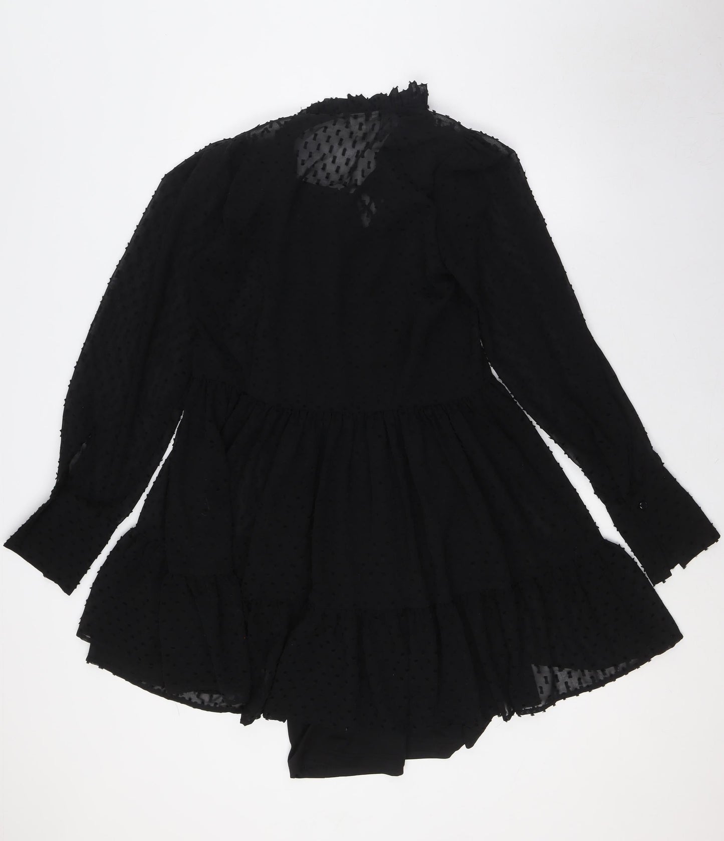 H&M Womens Black Polyester A-Line Size 4 V-Neck Tie