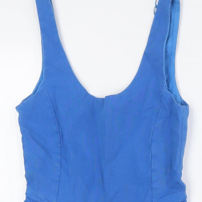 Zara Womens Blue Cotton A-Line Size M Scoop Neck