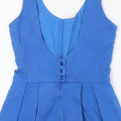 Zara Womens Blue Cotton A-Line Size M Scoop Neck