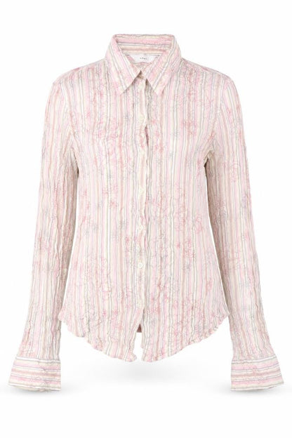 Next Womens Multicoloured Striped Cotton Basic Button-Up Size 12 Collared - Floral