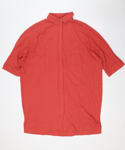 WYNNE LAYERS Womens Orange Polyester Basic Button-Up Size S Collared