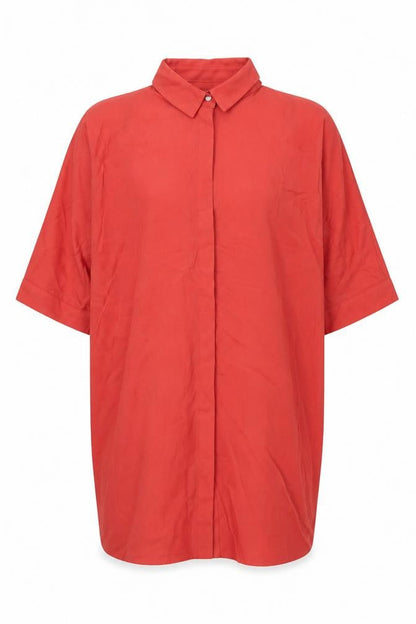WYNNE LAYERS Womens Orange Polyester Basic Button-Up Size S Collared