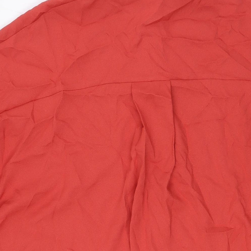 WYNNE LAYERS Womens Orange Polyester Basic Button-Up Size S Collared