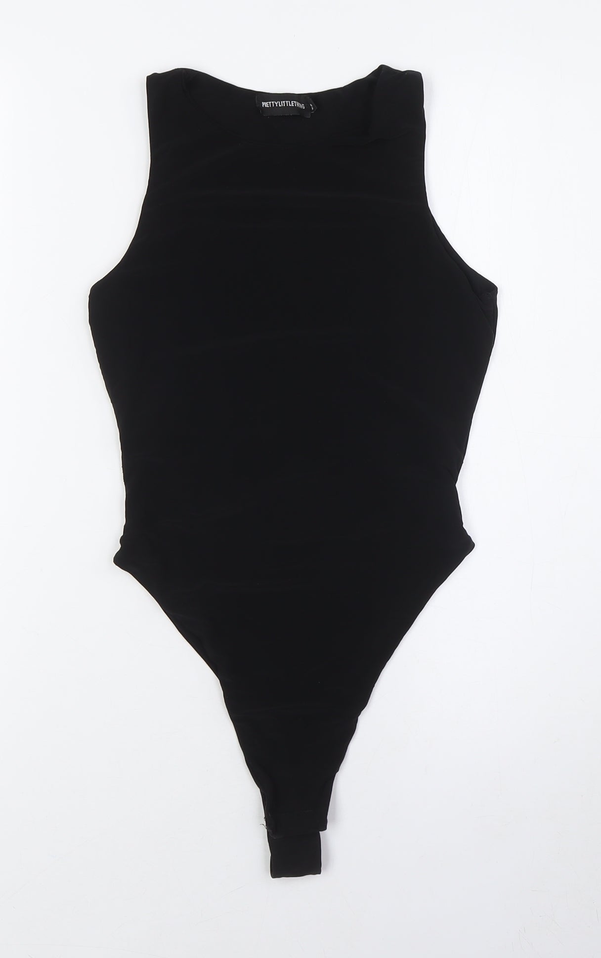 PRETTYLITTLETHING Womens Black Polyester Bodysuit One-Piece Size 8 Snap