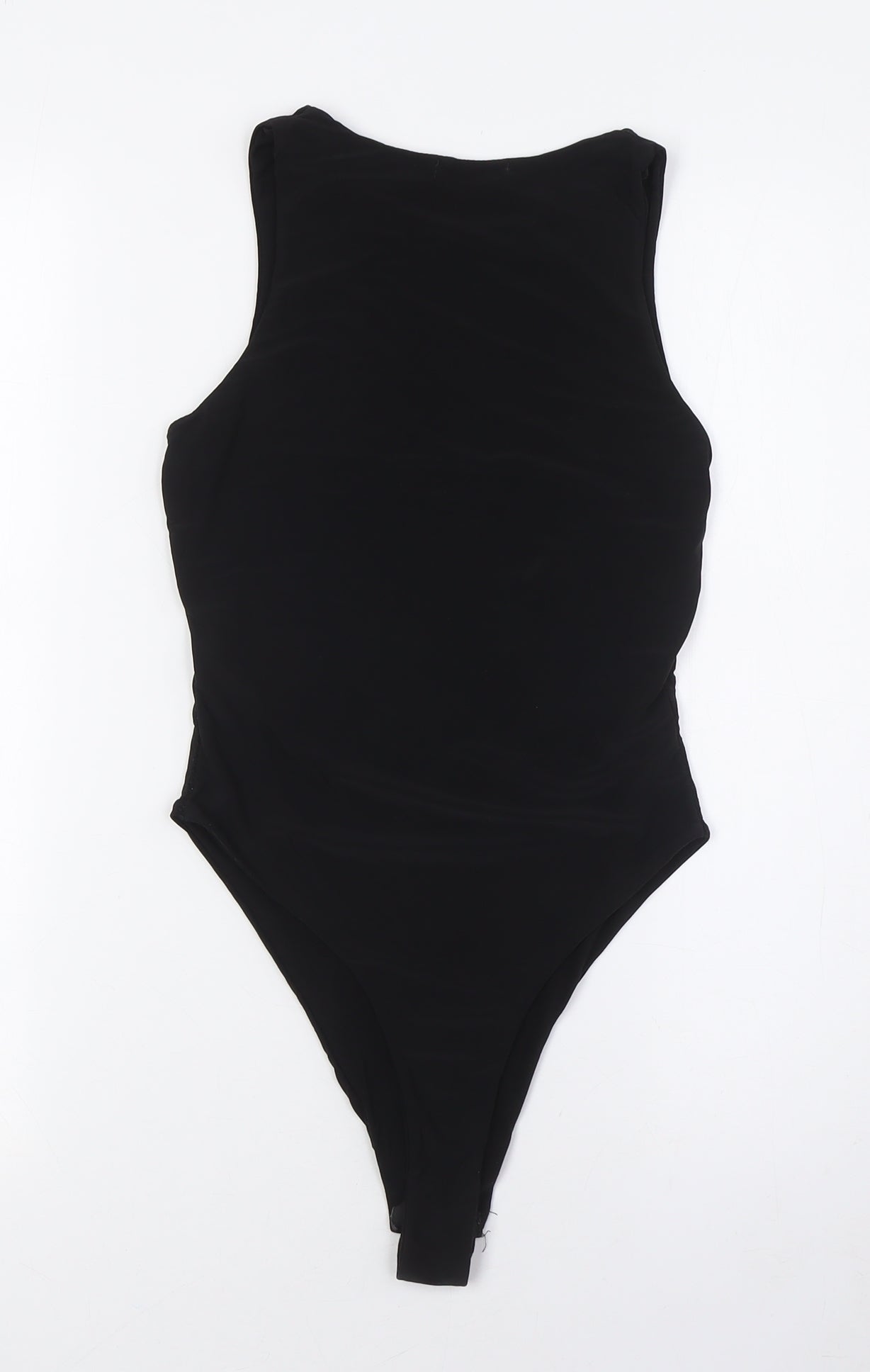 PRETTYLITTLETHING Womens Black Polyester Bodysuit One-Piece Size 8 Snap
