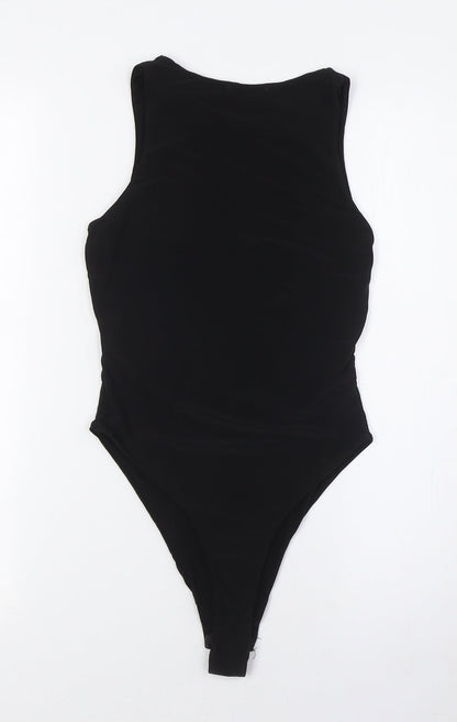 PRETTYLITTLETHING Womens Black Polyester Bodysuit One-Piece Size 8 Snap