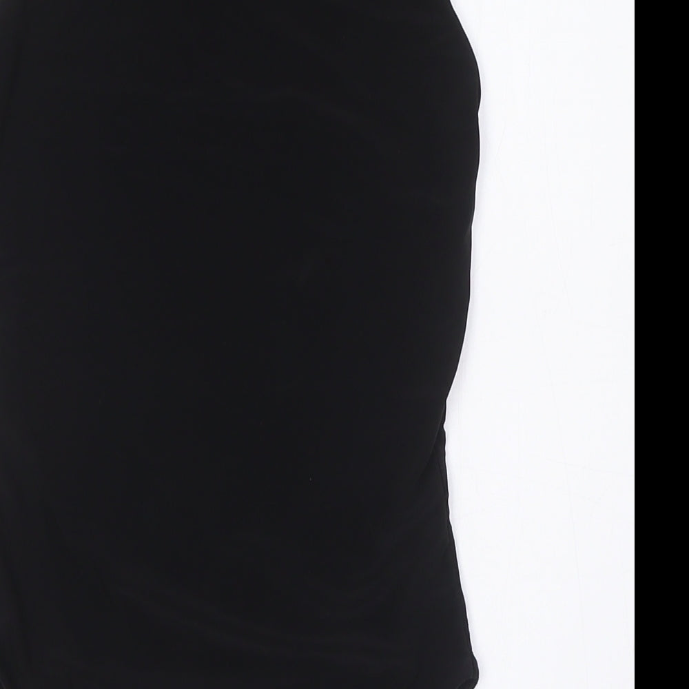 PRETTYLITTLETHING Womens Black Polyester Bodysuit One-Piece Size 8 Snap