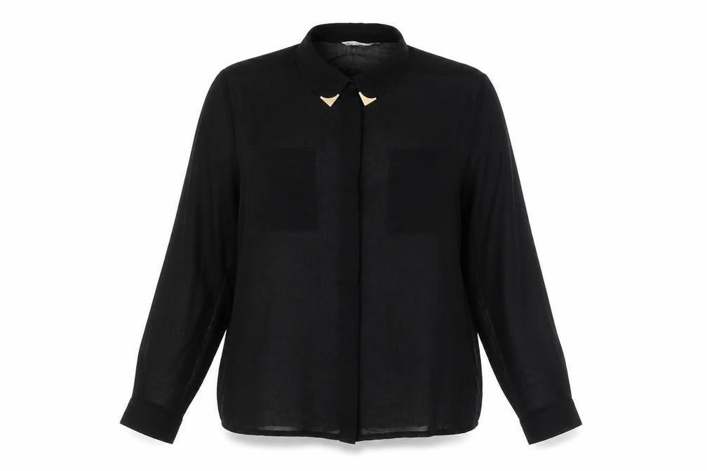 Womens UK Size 16 New Look Black Basic Button-Up
