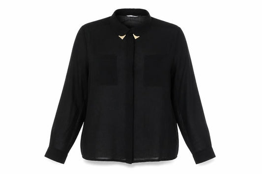 Womens UK Size 16 New Look Black Basic Button-Up