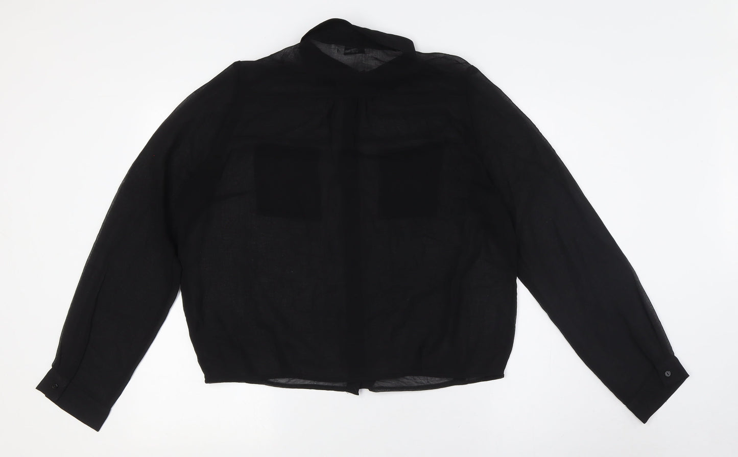 Womens UK Size 16 New Look Black Basic Button-Up
