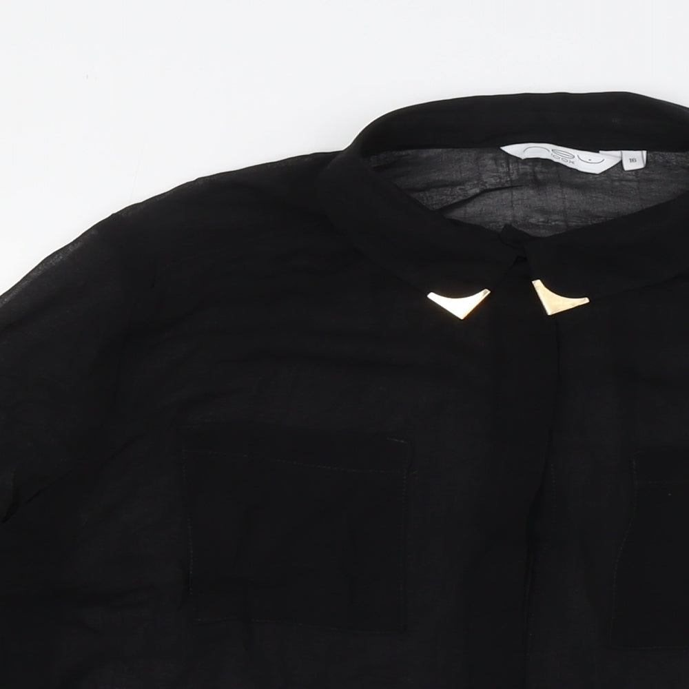 Womens UK Size 16 New Look Black Basic Button-Up