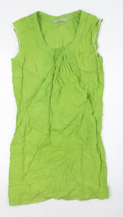 Kookai Womens Green Linen A-Line Size 10 Scoop Neck - Pockets