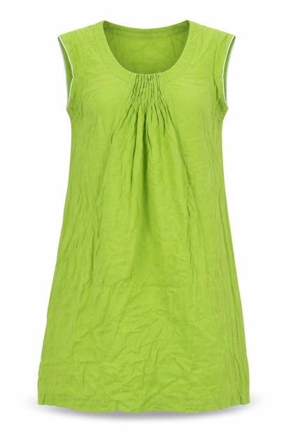 Kookai Womens Green Linen A-Line Size 10 Scoop Neck - Pockets