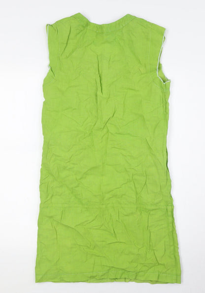 Kookai Womens Green Linen A-Line Size 10 Scoop Neck - Pockets