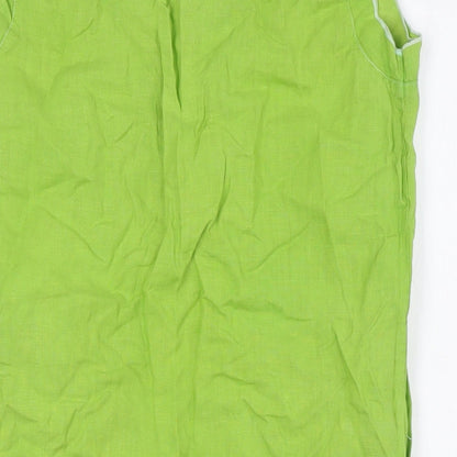 Kookai Womens Green Linen A-Line Size 10 Scoop Neck - Pockets