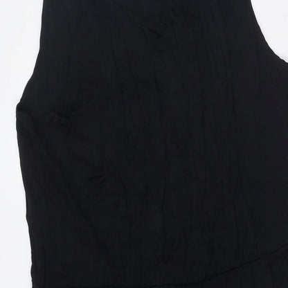 Marks and Spencer Womens Black Viscose A-Line Size 16 Round Neck - Elasticated Waist