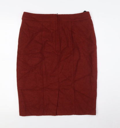 Marks and Spencer Womens Orange Polyester Straight & Pencil Skirt Size 14 Zip