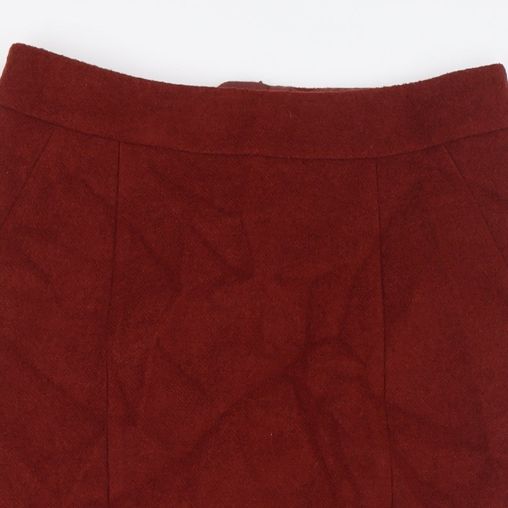 Marks and Spencer Womens Orange Polyester Straight & Pencil Skirt Size 14 Zip