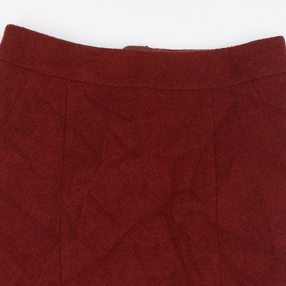 Marks and Spencer Womens Orange Polyester Straight & Pencil Skirt Size 14 Zip