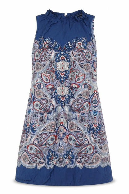 Oasis Womens Multicoloured Viscose A-Line Size 14 Mock Neck Zip - Ruffled Collar