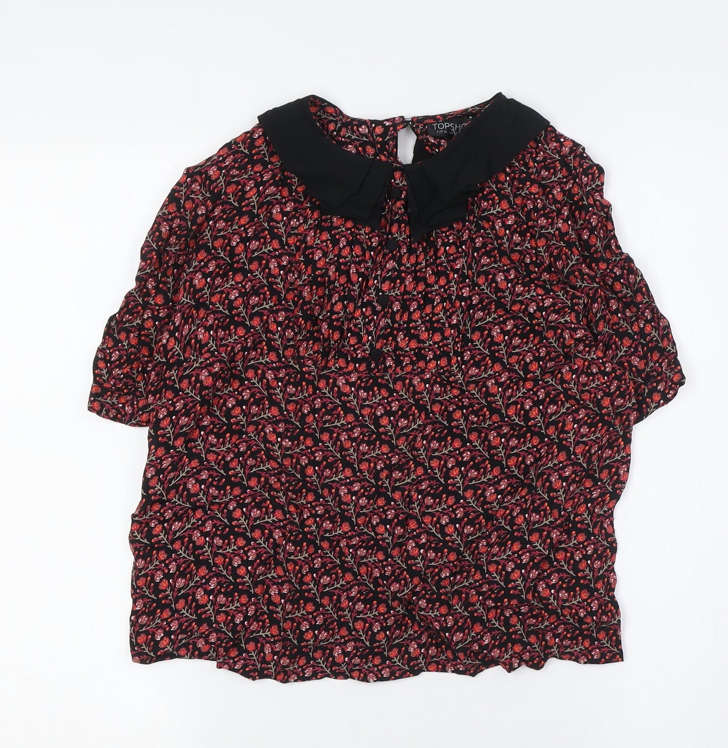 Womens UK Size 8 Topshop Black Basic Button-Up
