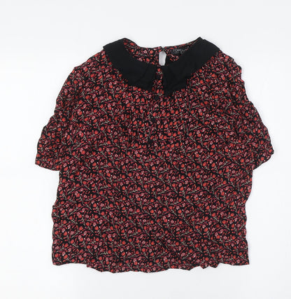 Womens UK Size 8 Topshop Black Basic Button-Up
