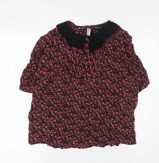 Womens UK Size 8 Topshop Black Basic Button-Up