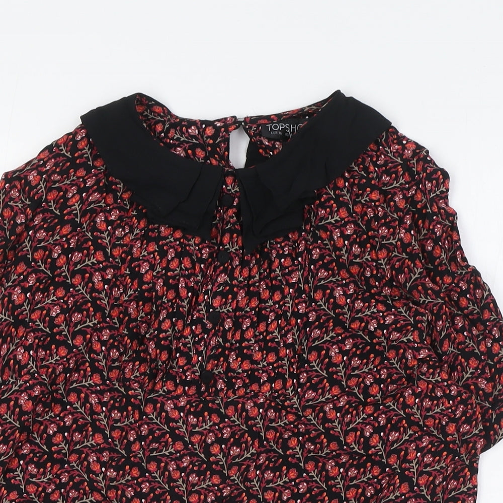 Womens UK Size 8 Topshop Black Basic Button-Up