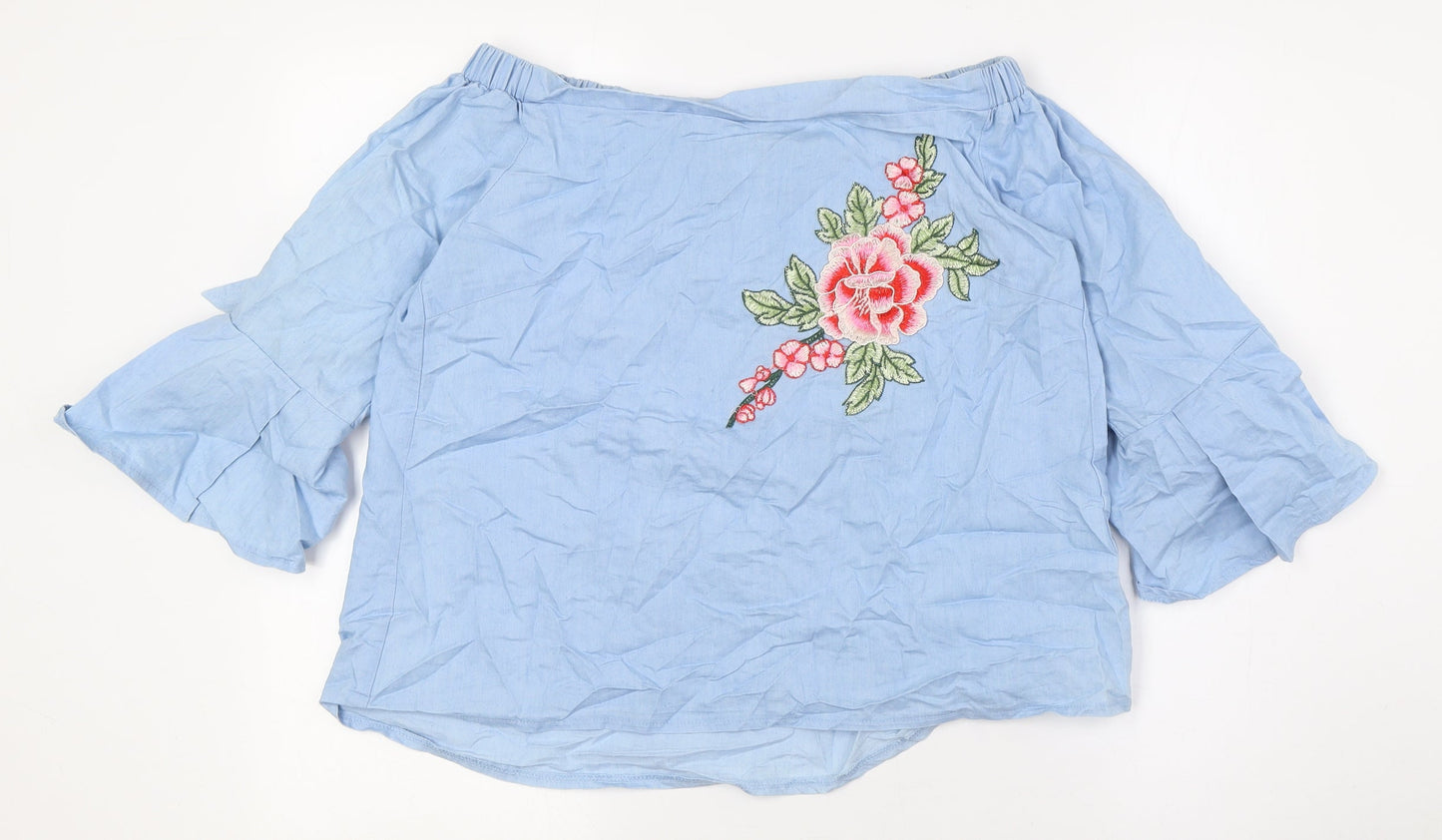 Womens UK Size 10 Stella Blue Basic Button-Up