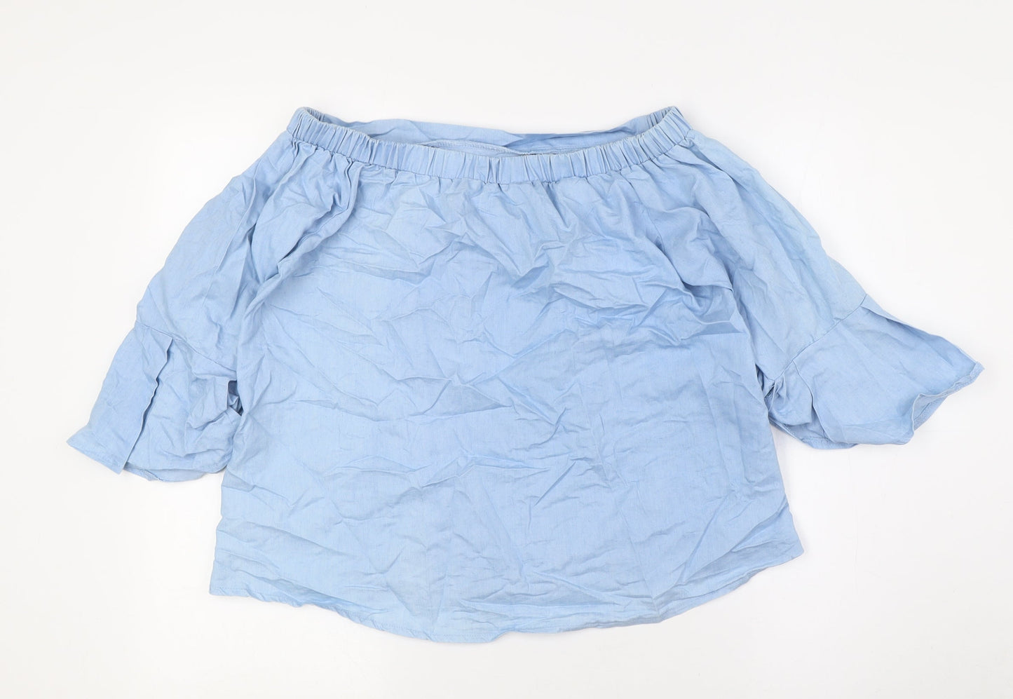 Womens UK Size 10 Stella Blue Basic Button-Up