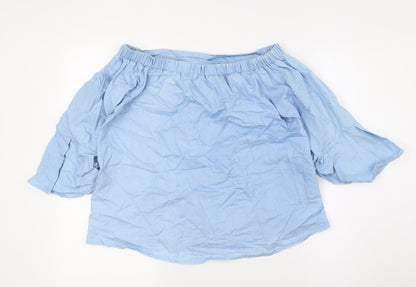 Womens UK Size 10 Stella Blue Basic Button-Up