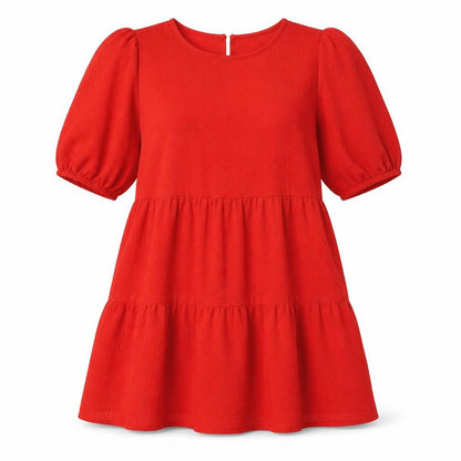 Divided by H&M Womens Red Polyester A-Line Size S Round Neck