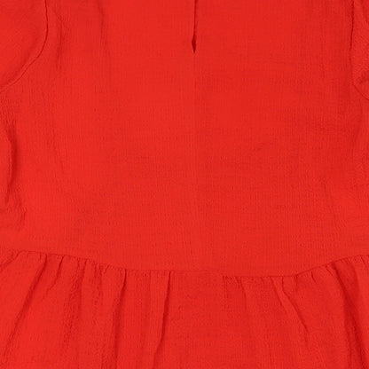 Divided by H&M Womens Red Polyester A-Line Size S Round Neck