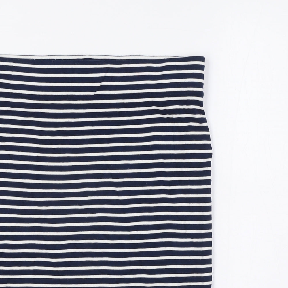 Jack Wills Womens Blue Striped Viscose A-Line Skirt Size 10