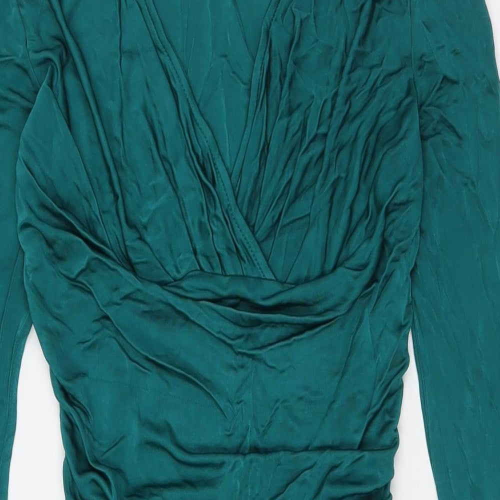 Great Plains Womens Green Viscose A-Line Size XS V-Neck Zip