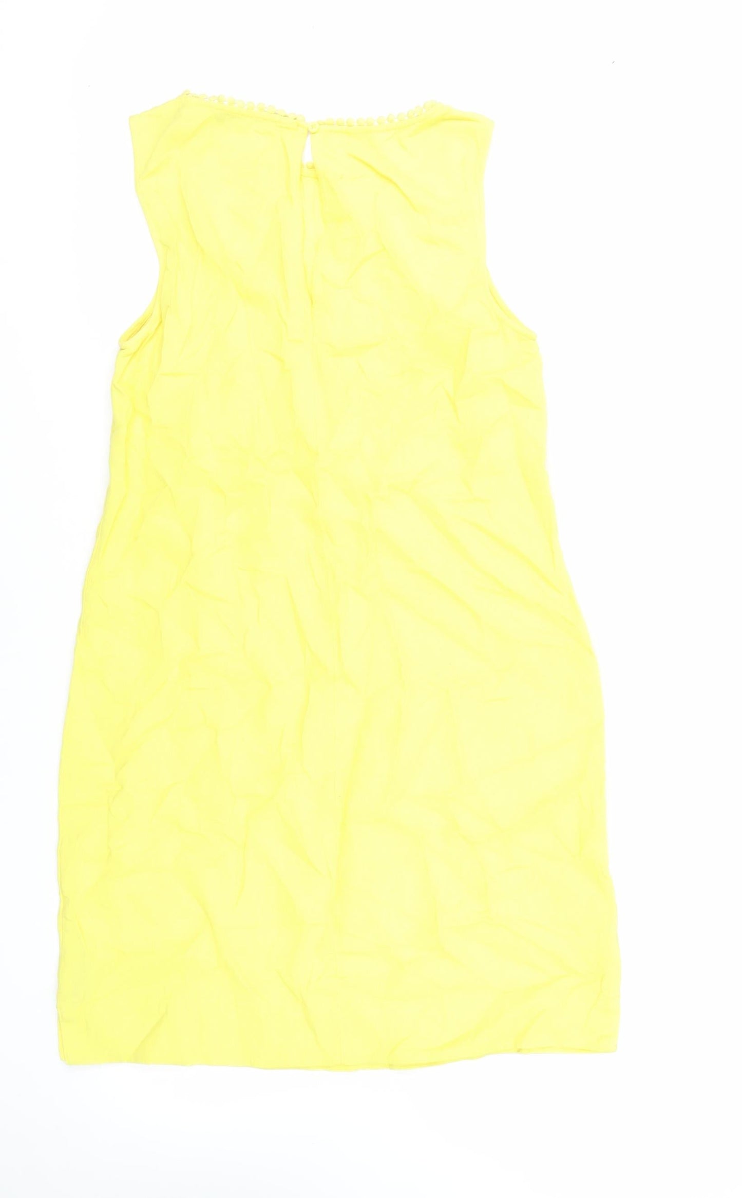 Marks and Spencer Womens Yellow Linen Shift Size 10 Boat Neck Button