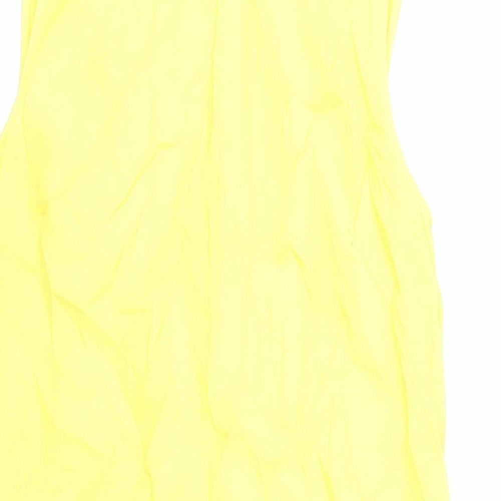 Marks and Spencer Womens Yellow Linen Shift Size 10 Boat Neck Button