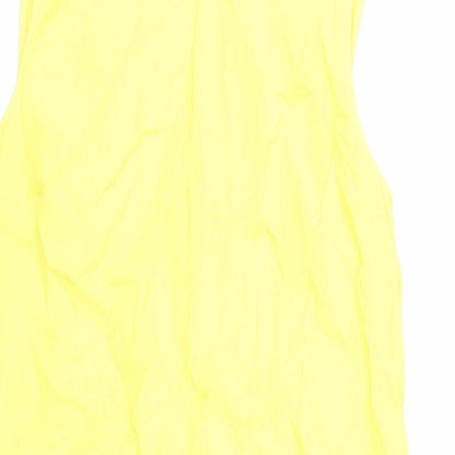 Marks and Spencer Womens Yellow Linen Shift Size 10 Boat Neck Button