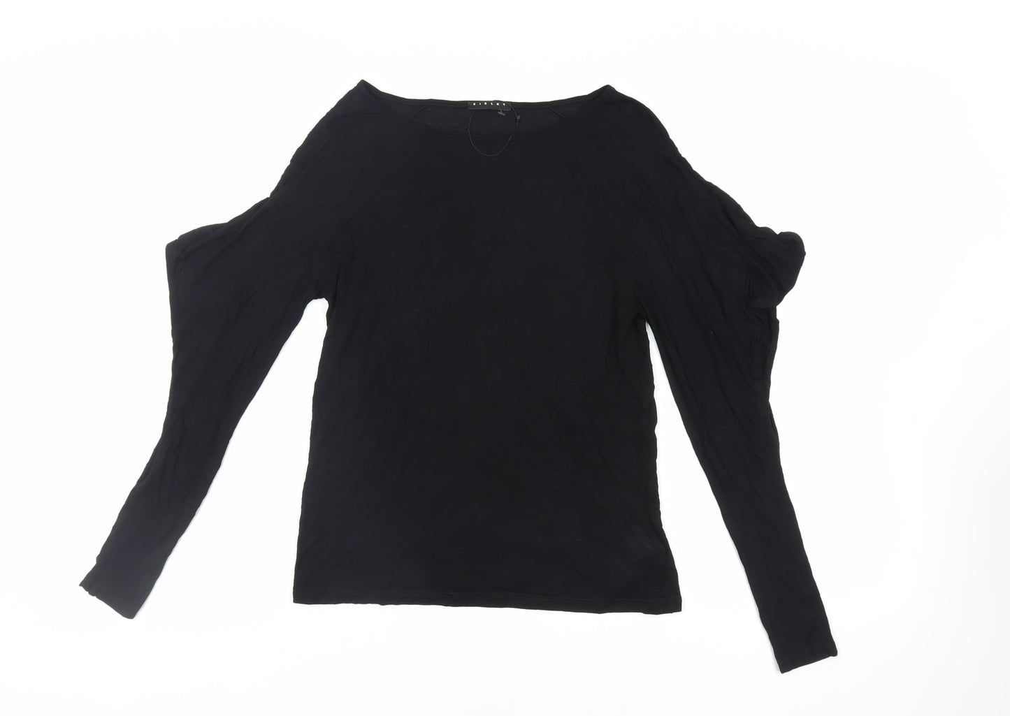 Womens UK Size S Sisley Black Basic T-Shirt