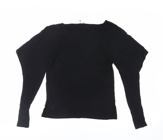 Womens UK Size S Sisley Black Basic T-Shirt
