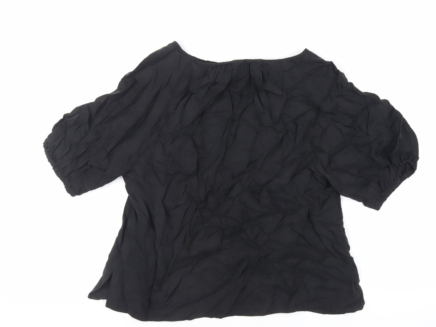 Autograph Womens Black Cupro Basic Blouse Size 14 Round Neck