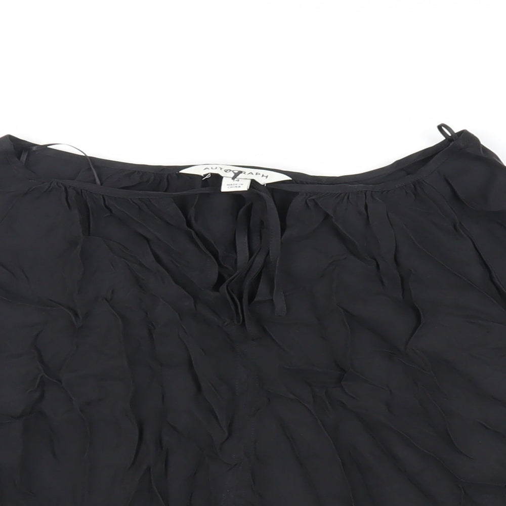 Autograph Womens Black Cupro Basic Blouse Size 14 Round Neck