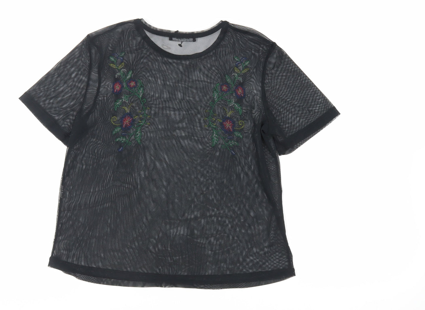 Womens UK Size S Zara Black Basic T-Shirt