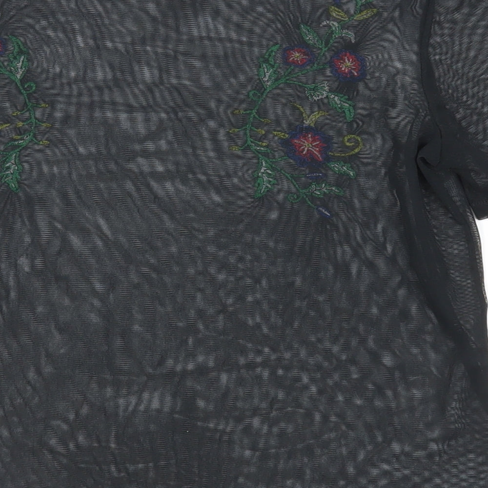Womens UK Size S Zara Black Basic T-Shirt
