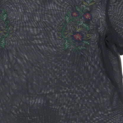 Womens UK Size S Zara Black Basic T-Shirt