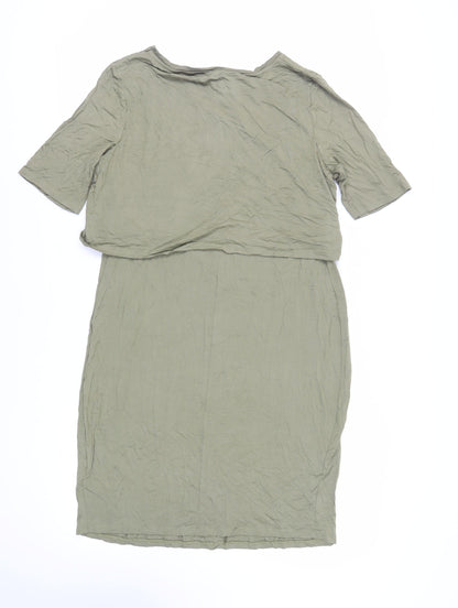 New Look Womens Green Viscose T-Shirt Dress Size 16 Round Neck Pullover - Maternity