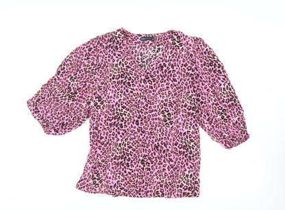 Womens UK Size 12 Marks and Spencer Pink Basic Button-Up