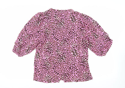 Womens UK Size 12 Marks and Spencer Pink Basic Button-Up