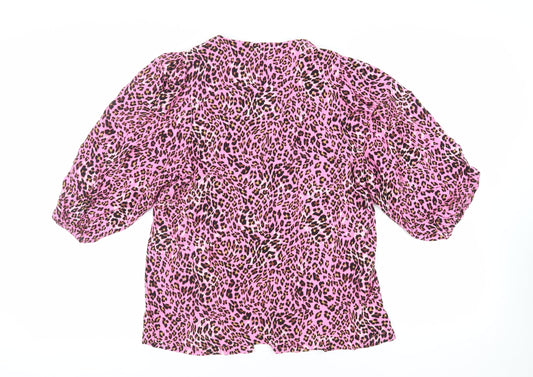 Womens UK Size 12 Marks and Spencer Pink Basic Button-Up